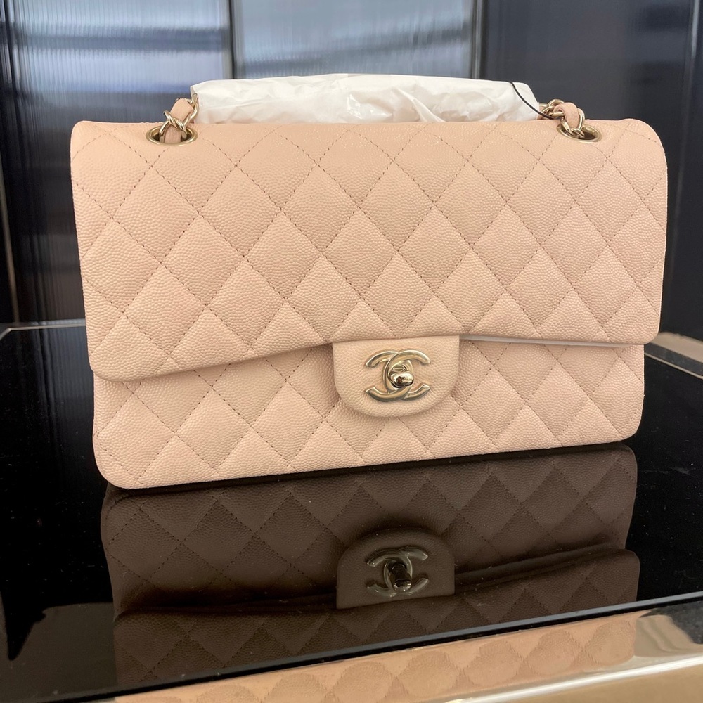Chanel Classic Medium Double Flap 22C Light Beige